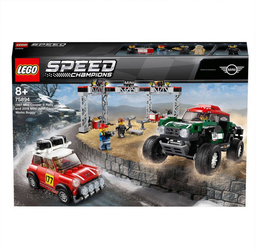 Lego  Speed Champion s 1967 Rallye auto Mini Cooper S en Buggy 2018 Mini John Cooper Works 75894 Kleurrijk